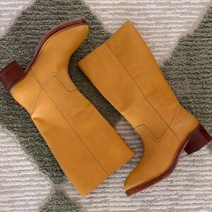 Frye Tall Leather Boots in Mustard